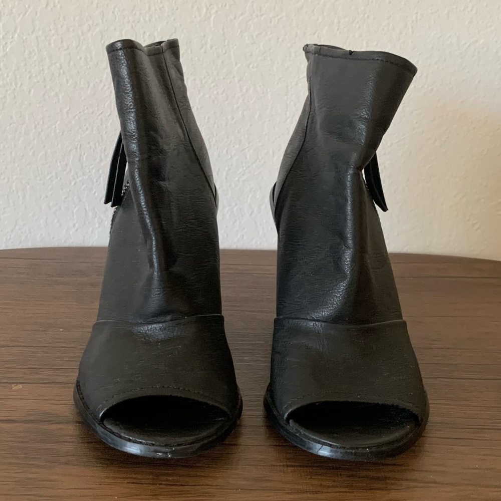 Black Open Toe Booties Size 7.5